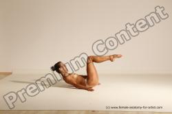 Nude Gymnastic poses Woman White Moving poses Slim long brown Dynamic poses Pinup